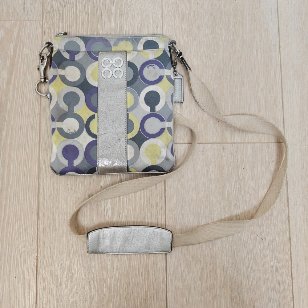 Vintage Y2K Coach Julia OP Crossbody Bag Multicolor Signature C Metallic Poppy